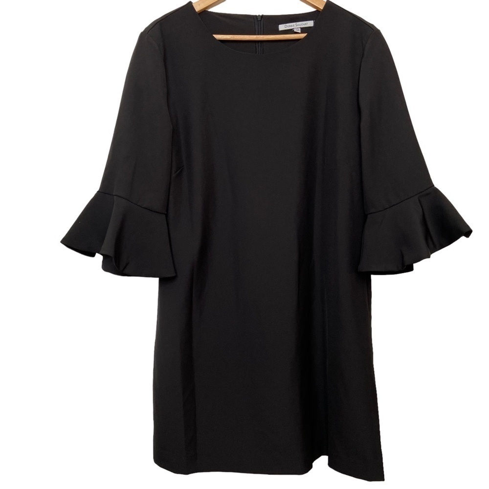 Debbie Shuchat black dress peplum 3/4 sleeves flattering little black dress 12